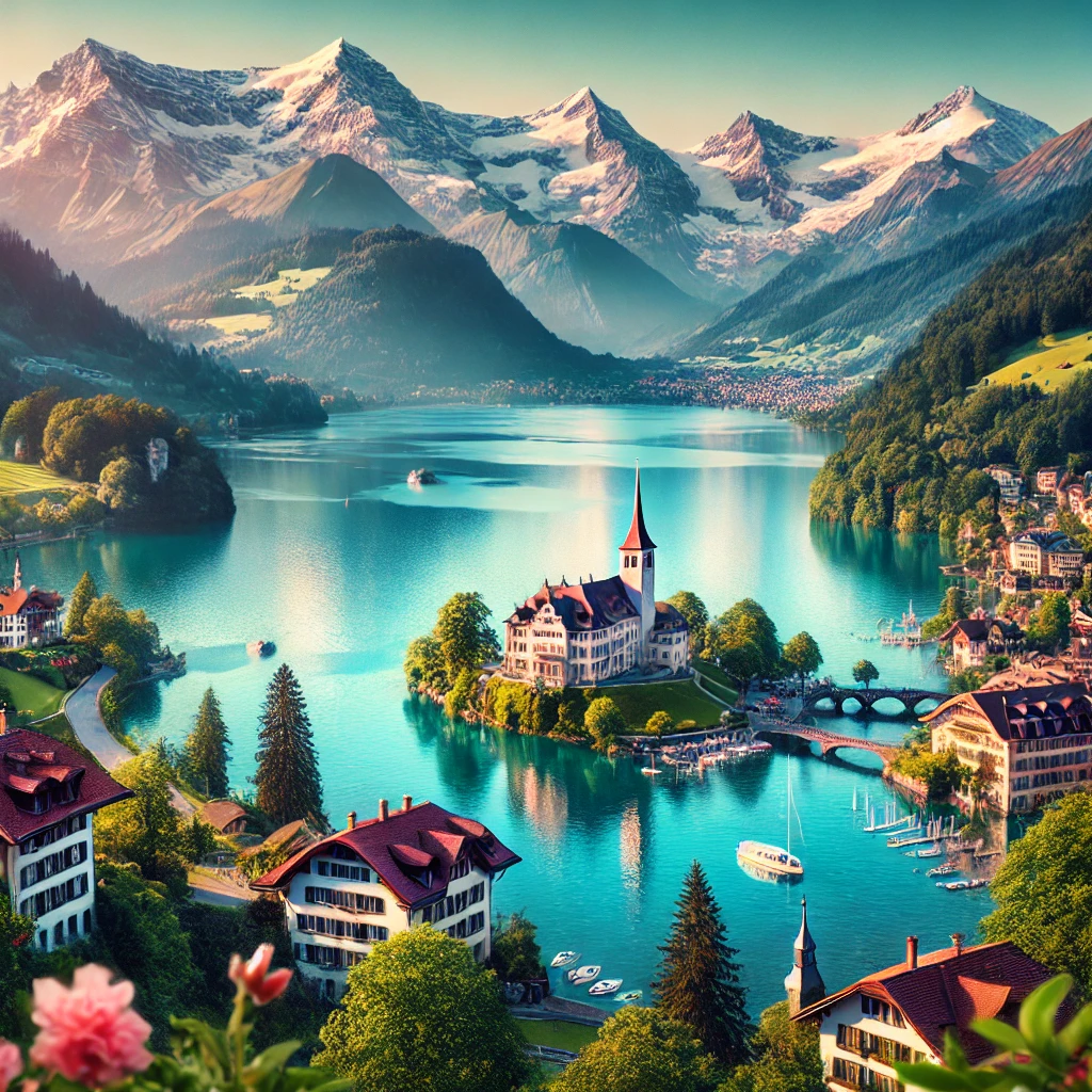 Pristine landscapes of Switzerland featuring lakes, majestic mountains, and charming villages with luxury in Zurich, medieval charm in Lucerne, and adventure in the Swiss Alps.